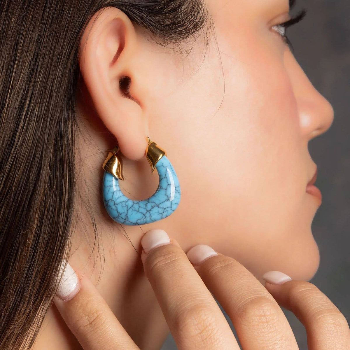 Turquoise Chunky Hoop Earrings