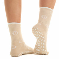 Beige Smiley Grip Socks