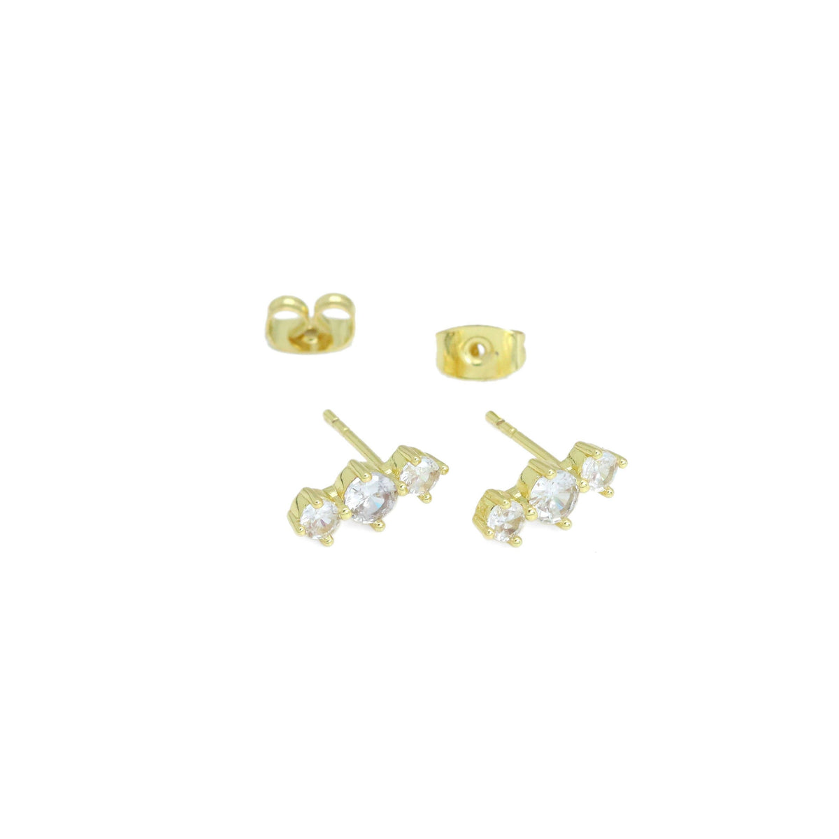 Three Stone CZ Studs