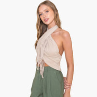 Tassel Wrap Halter Top