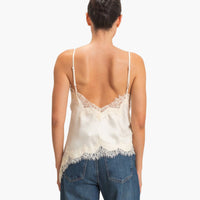 Cream Asymmetrical Satin Lace Top