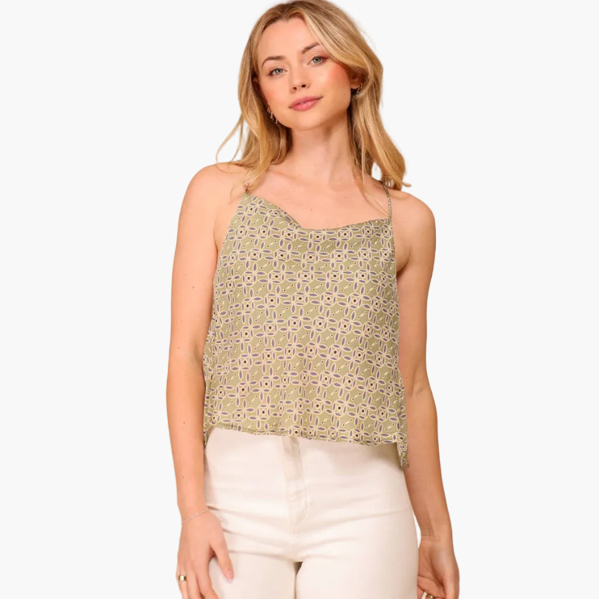Ariana Cowl Neck Open Back Satin Top
