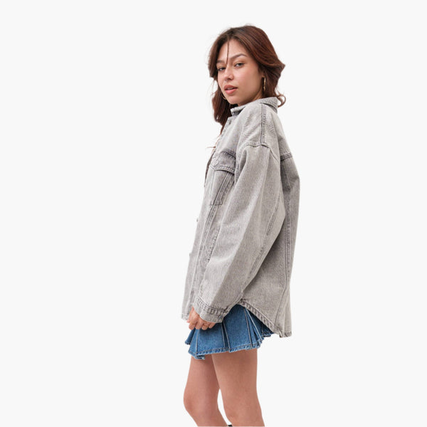 Grey Oversized Denim Jacket