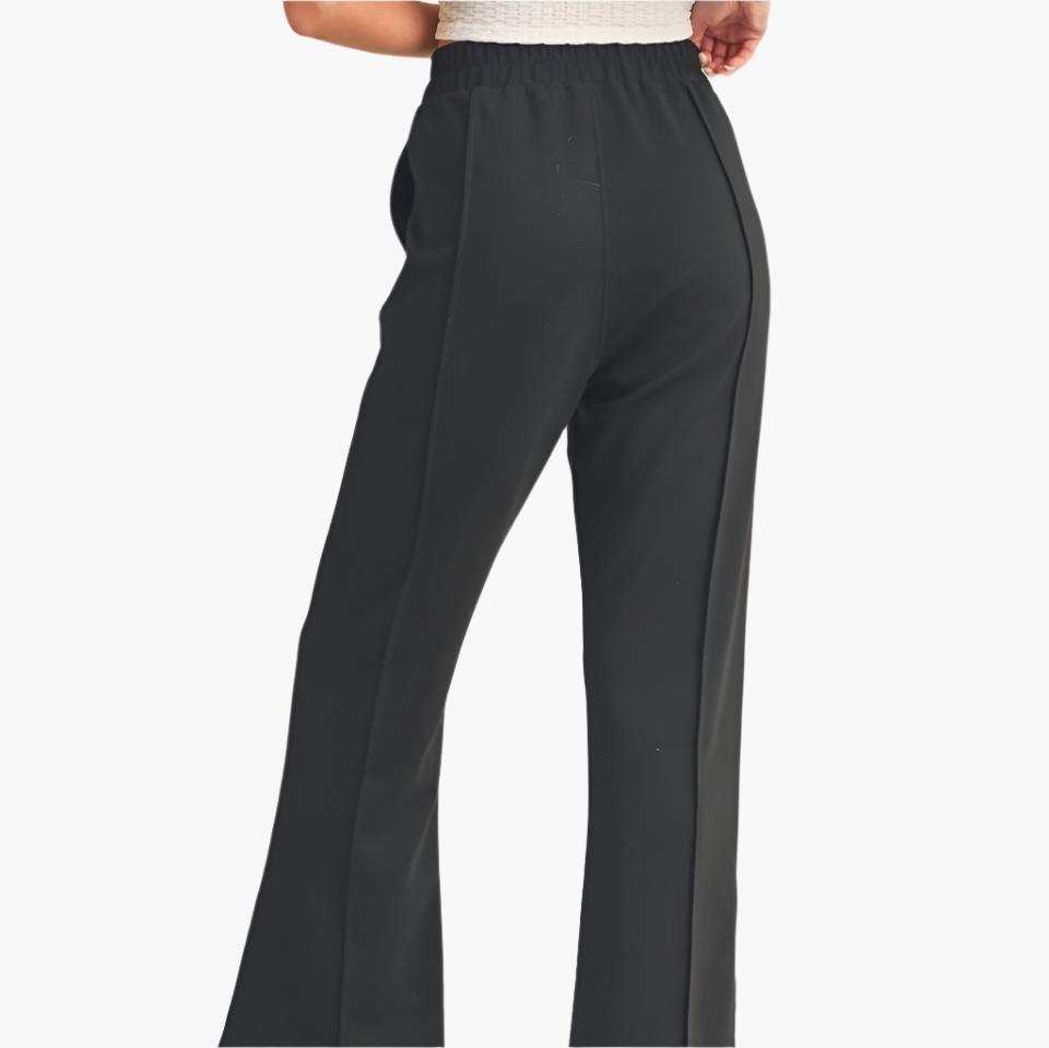 Wide Leg Scuba Pants with Side Slit