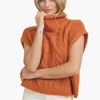 Copper Cable Knit Turtleneck Sweter