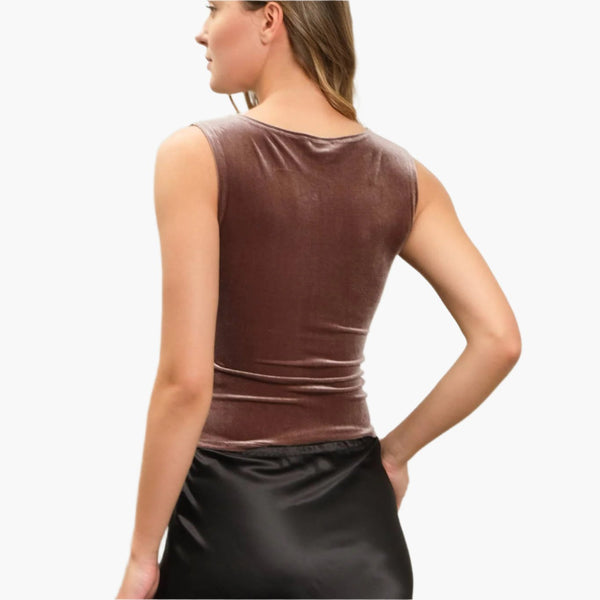 Mocha Velvet Boat Neck Top