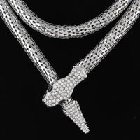 Jeweled Snake Wrap Necklace - Silver
