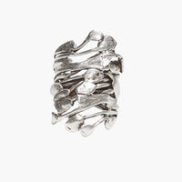 Handmade Tendril Wrap Brass Ring In Silver Plated