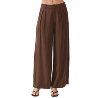 Wide-Leg Rayon Blend Trousers