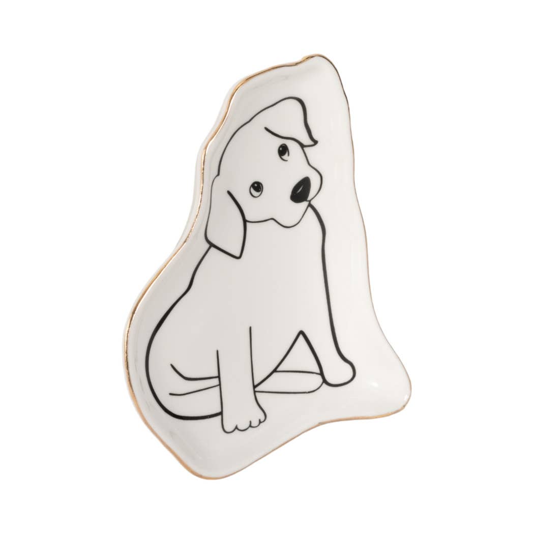 White/Black Ceramic Puppy Trinket Tray