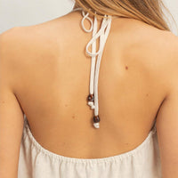 Halter Tie Front Top With Beads Detail