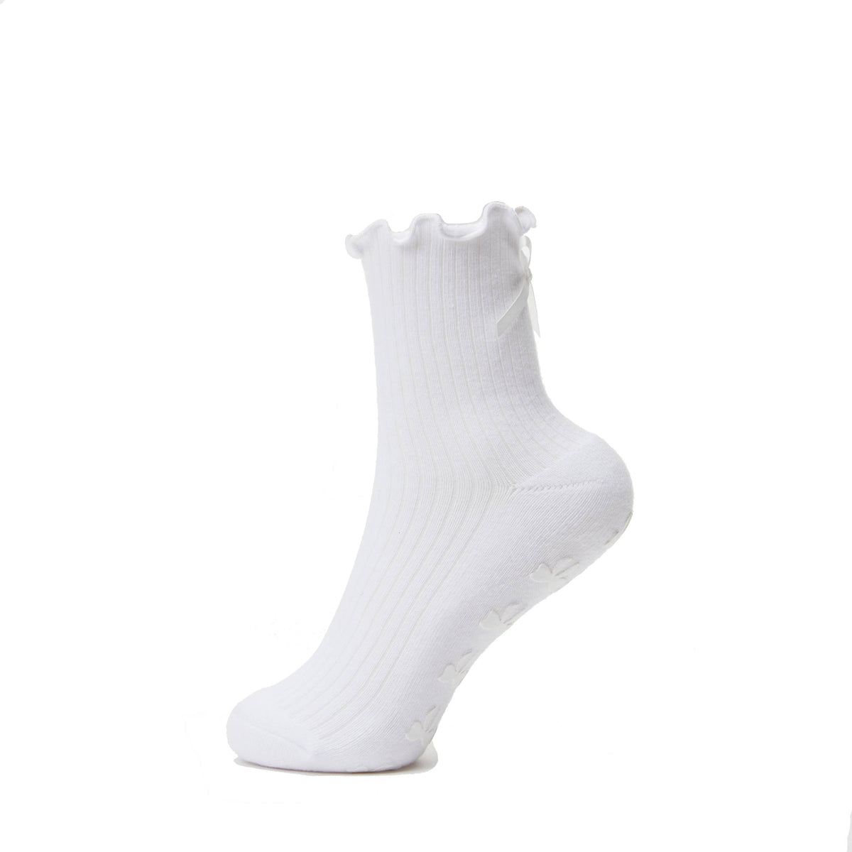 White Big Bow Grip Socks