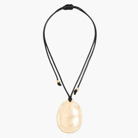 Adjustable Cord Oval Metal Disc Pendant Necklace