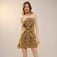 Western Floral Embroidered Denim Dress