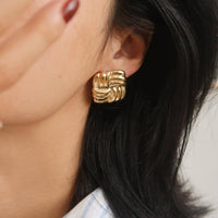 Luella 18K Gold Non-Tarnish Textured Knot Stud Earring