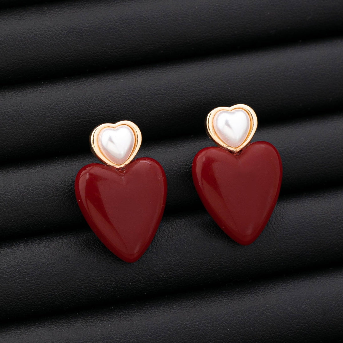 Pearl & Acrylic Heart Drop Earrings