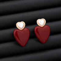 Pearl & Acrylic Heart Drop Earrings
