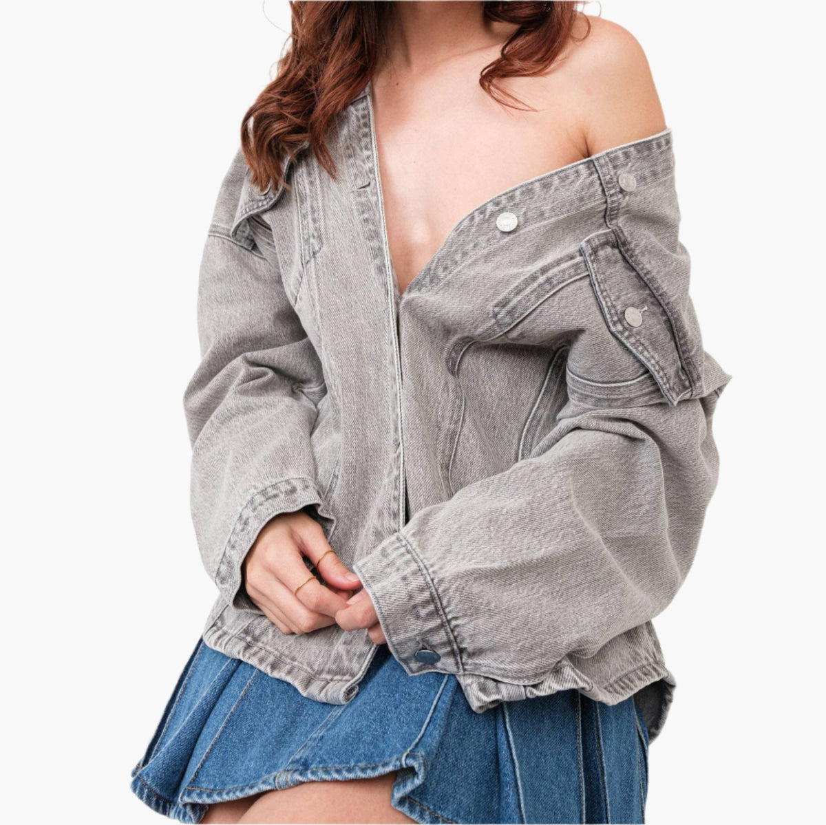 Grey Oversized Denim Jacket