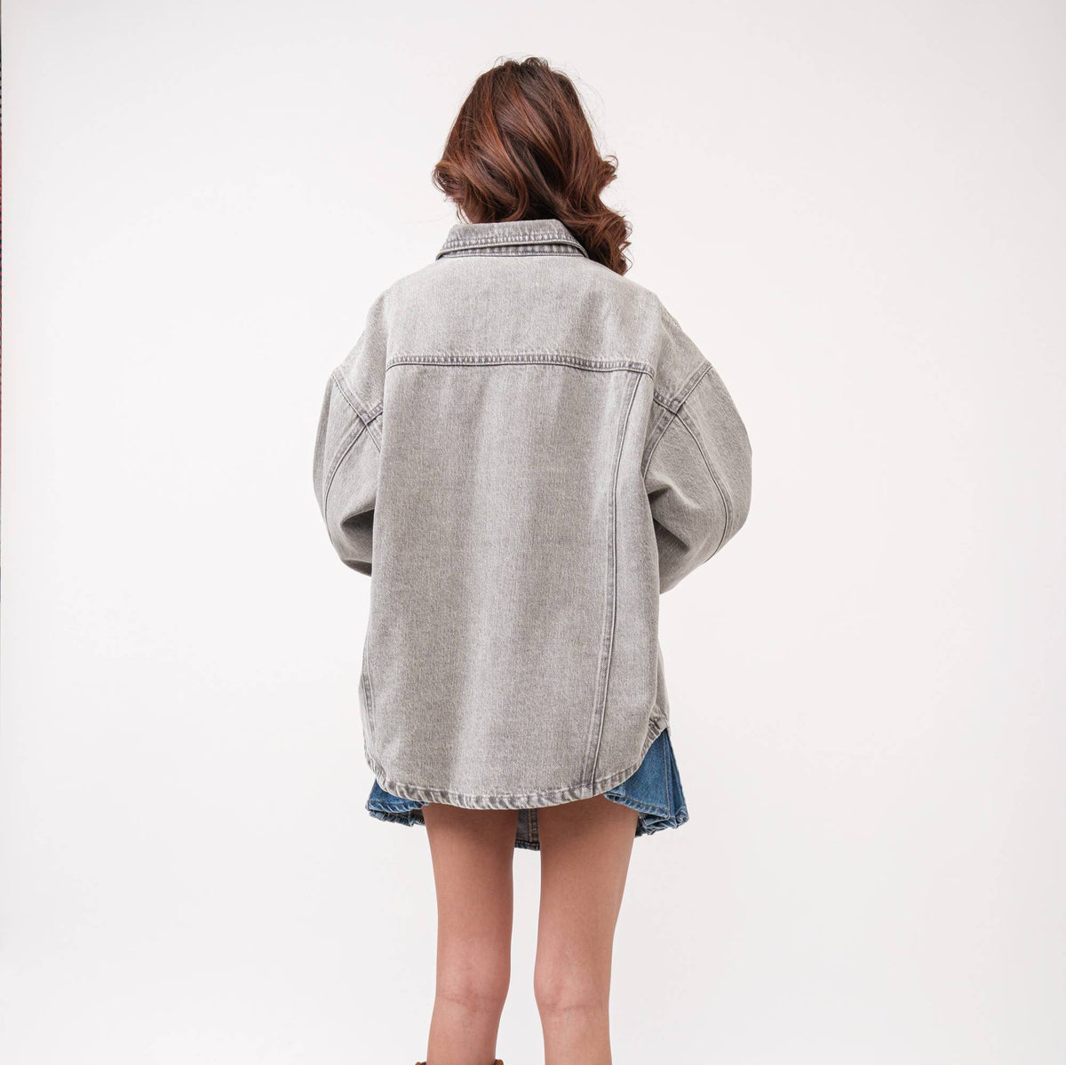 Grey Oversized Denim Jacket