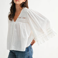 White Cotton Blouse with Lace