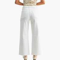White Slim Scissor Cut Wide Leg Jean