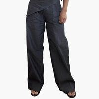 Cotton Wide Leg Pleated Pants