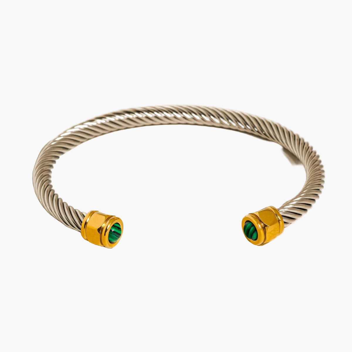 Silver Vail 18K Gold Non-Tarnish Stone Braided Bangle