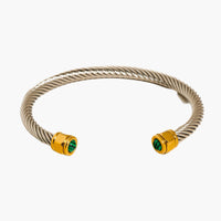 Silver Vail 18K Gold Non-Tarnish Stone Braided Bangle