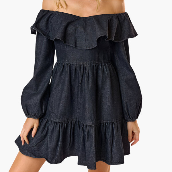 Denim Off Shoulder Dress – Culture Collective Co