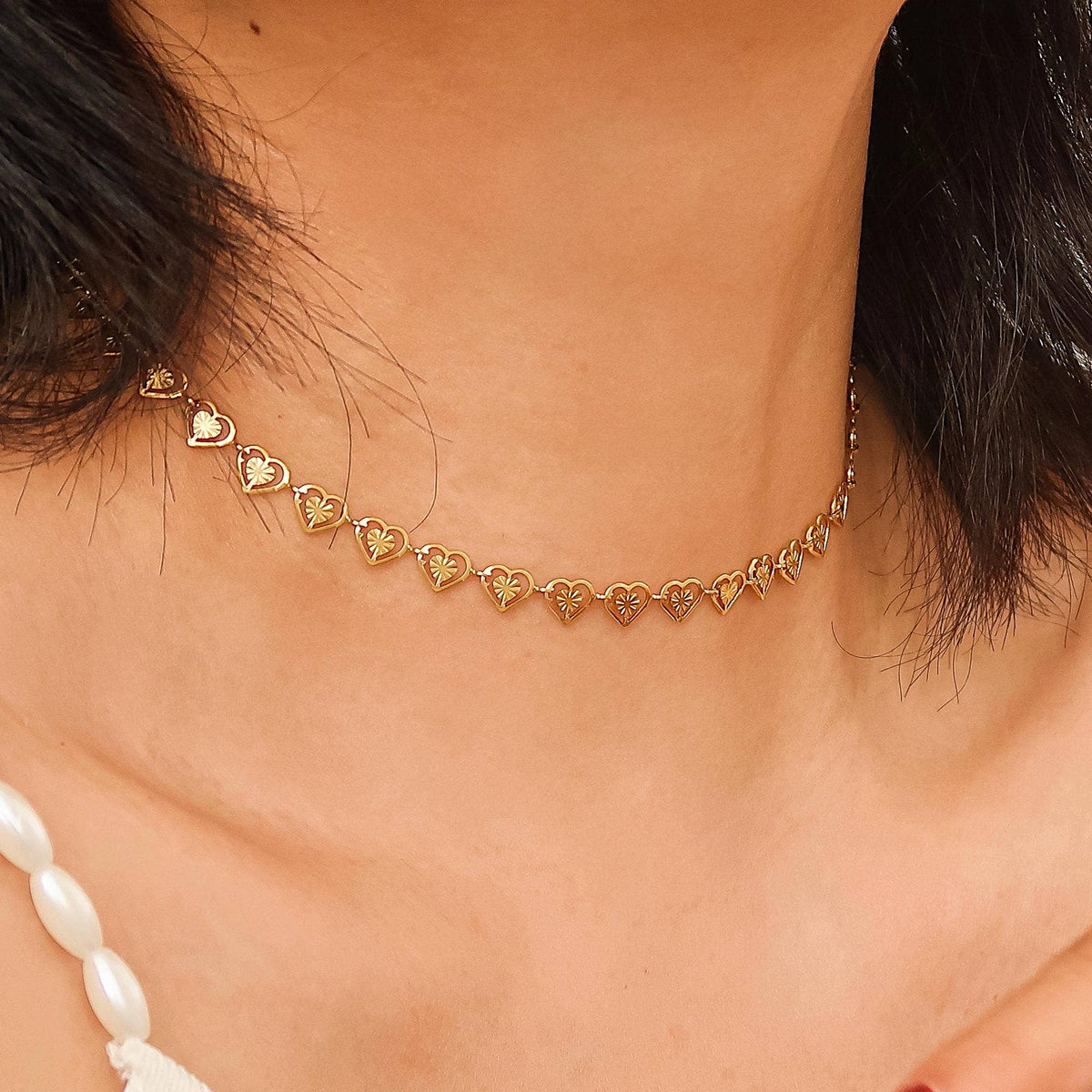 Agathe 18K Gold Plated Non-Tarnish Dainty Heart Choker