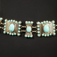 Gold Turquoise Stone Western Concho Chain Belt