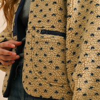 Beige Button Front Pattern Sherpa Jacket