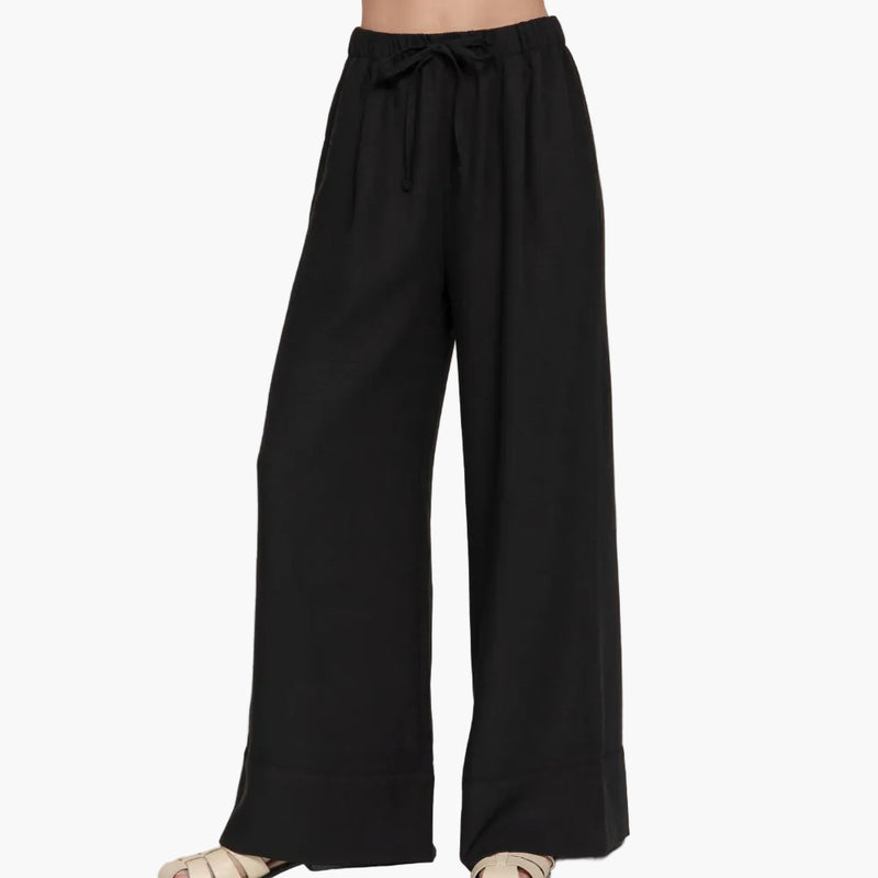 Waist Band With String Linen Effect Palazzo Pants