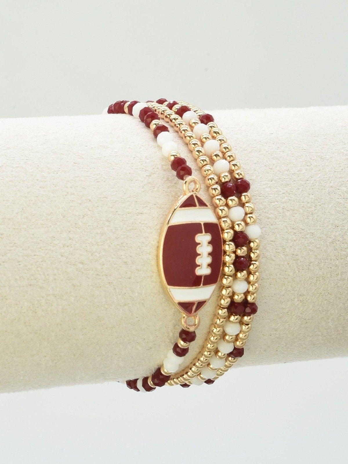 Gameday Beaded Football Charm Bracelet Set