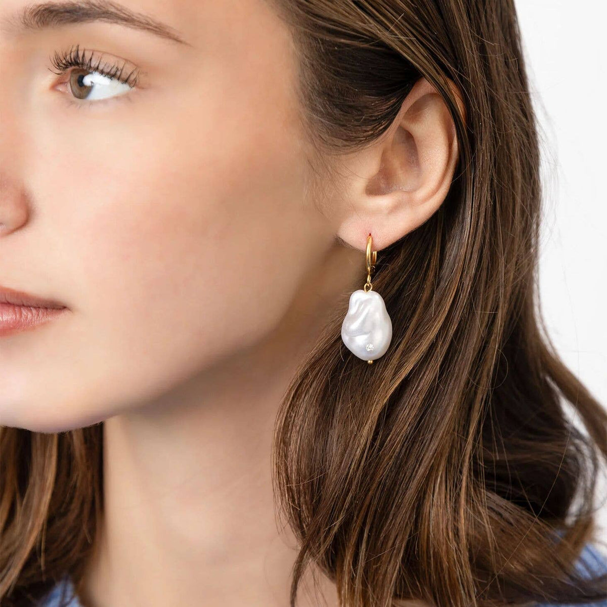 Stone Freshwater Pearl Earrings