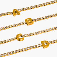 Chaplin 18K Gold Non-Tarnish Rhinestone Letter Bracelet