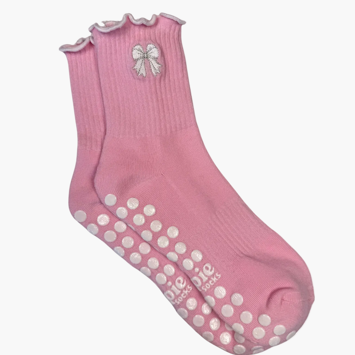 Pink Bow Grip Socks
