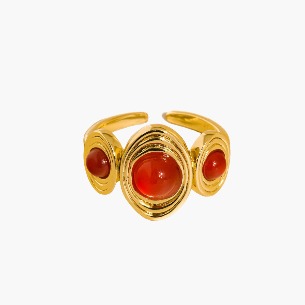 Veona 18K Gold Vintage Tri Stone Ring