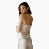 Linen Elastic Back Tube Top