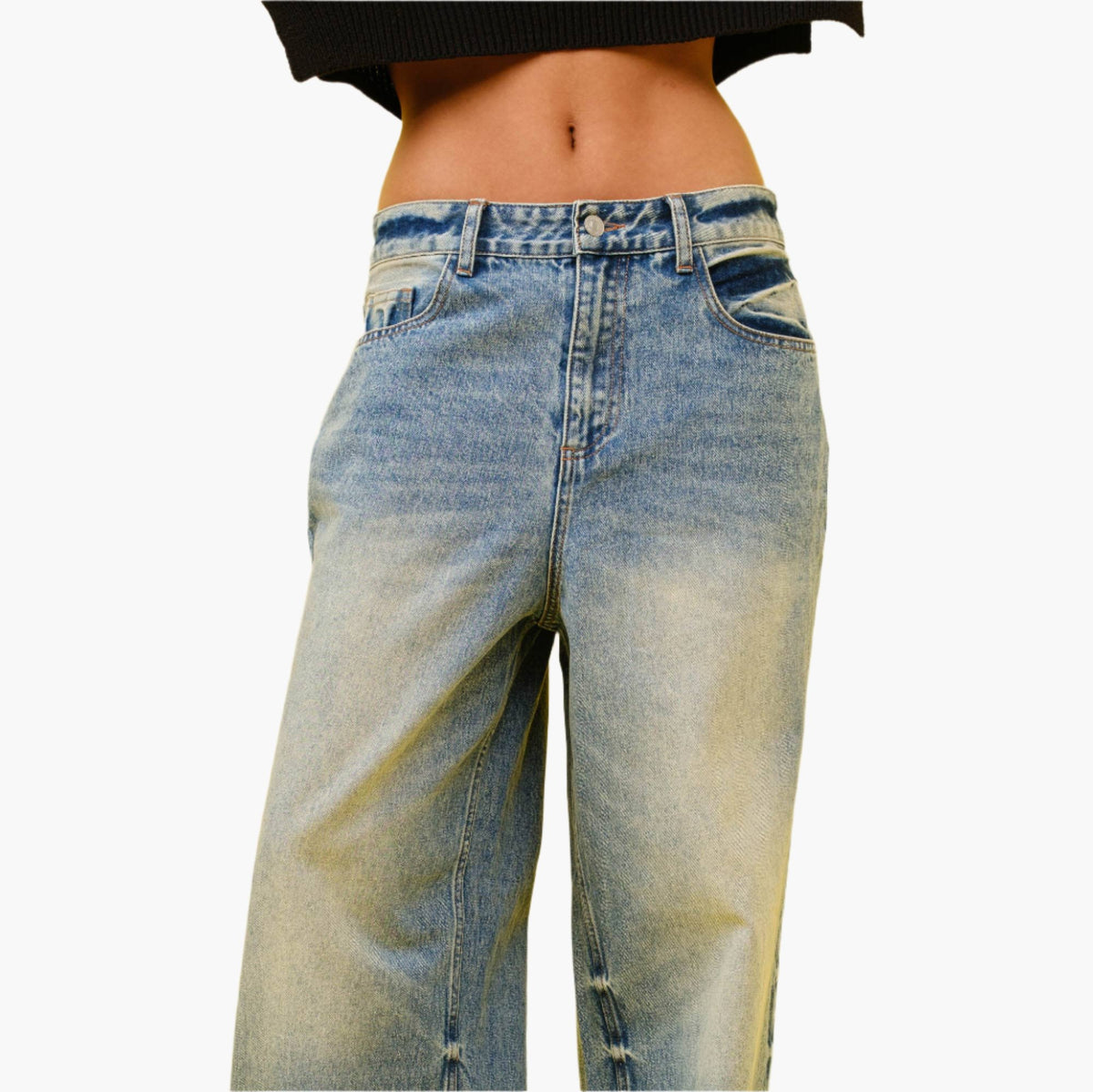 Faded Wide Leg Jeans