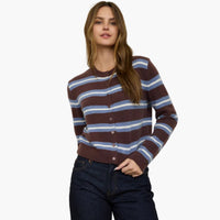 Brown Multi Color Stripe Knit Cardigan