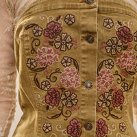 Western Floral Embroidered Denim Dress