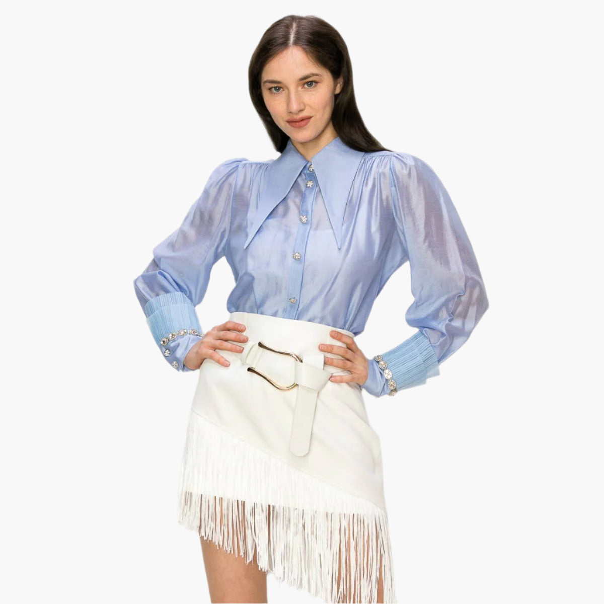 Belted Fringe Mini Skirt