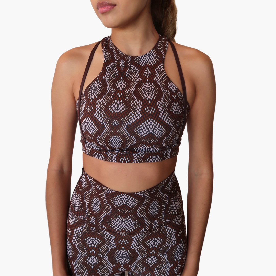 Shoshana Sports Bra in Cocoa Snake