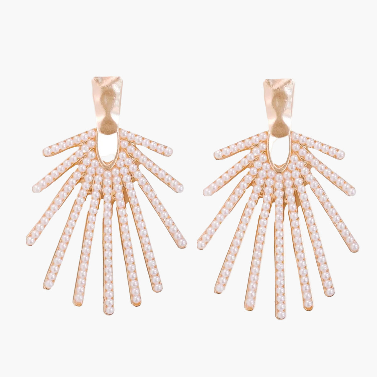 Pearl Sunburst Statement Drop Earrings