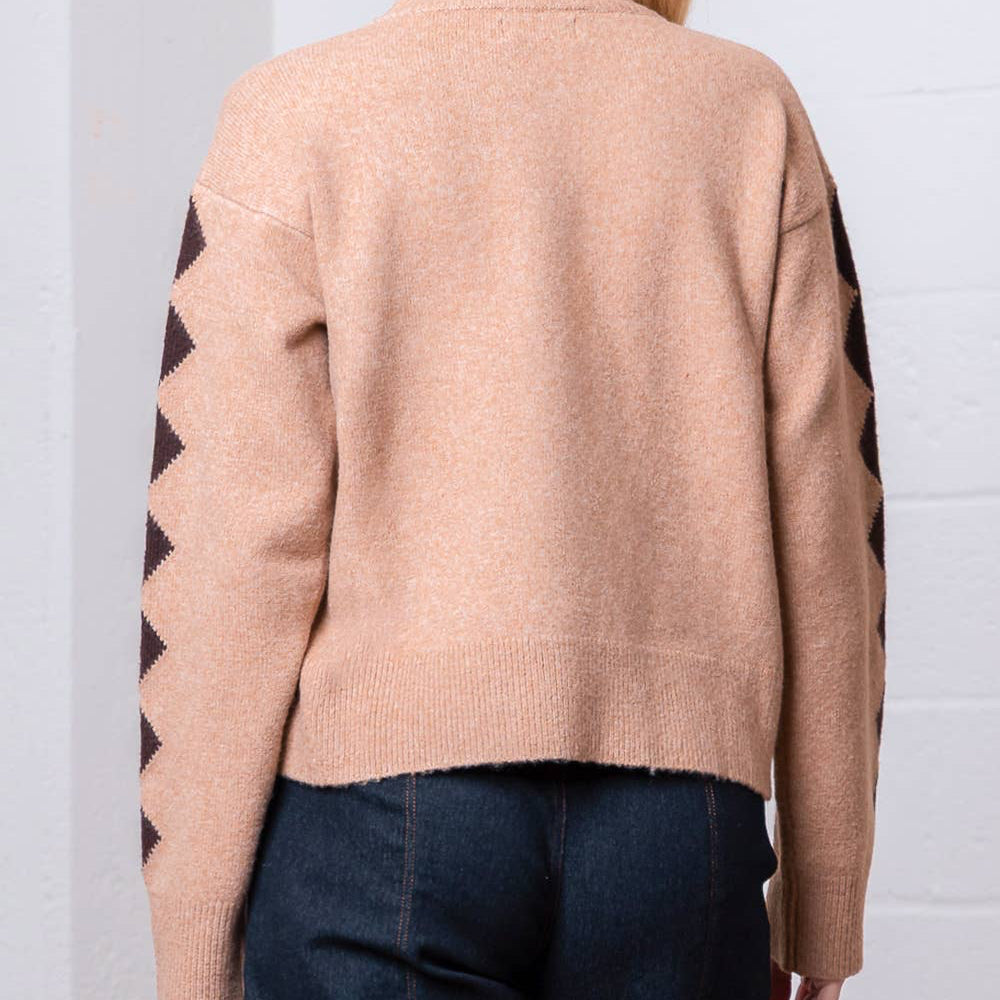 Camel Button Down Horse Sweater Cardigan