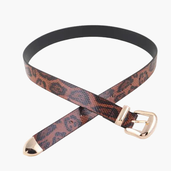 Leopard Faux Leather Gold Buckle Belt