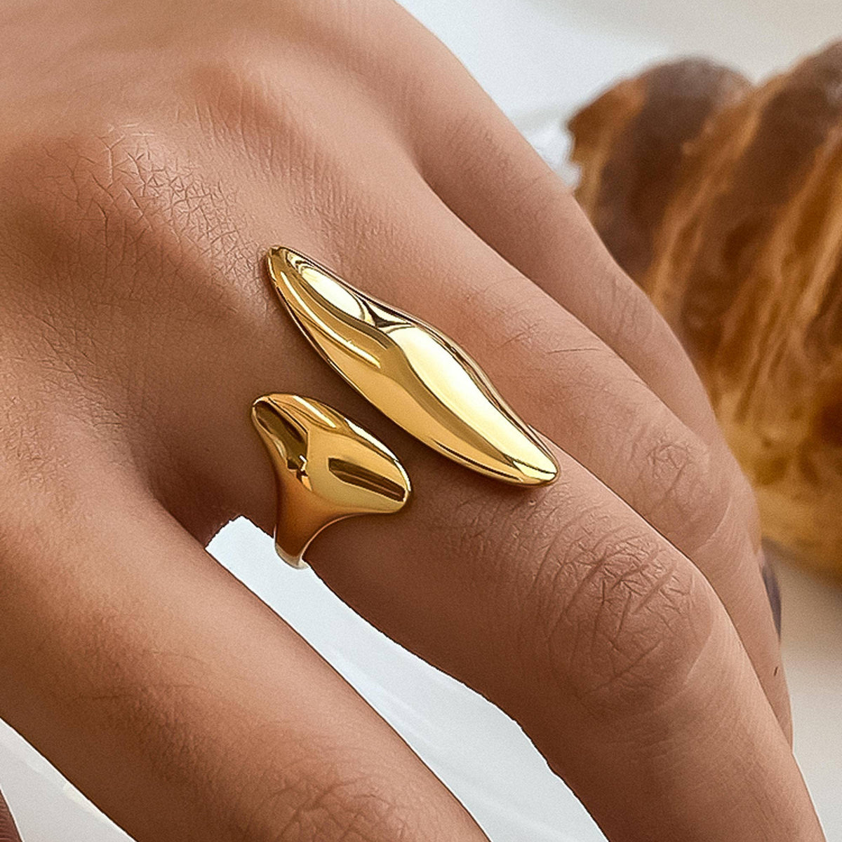 Danielle 18K Gold Non-Tarnish Abstract Statement Ring