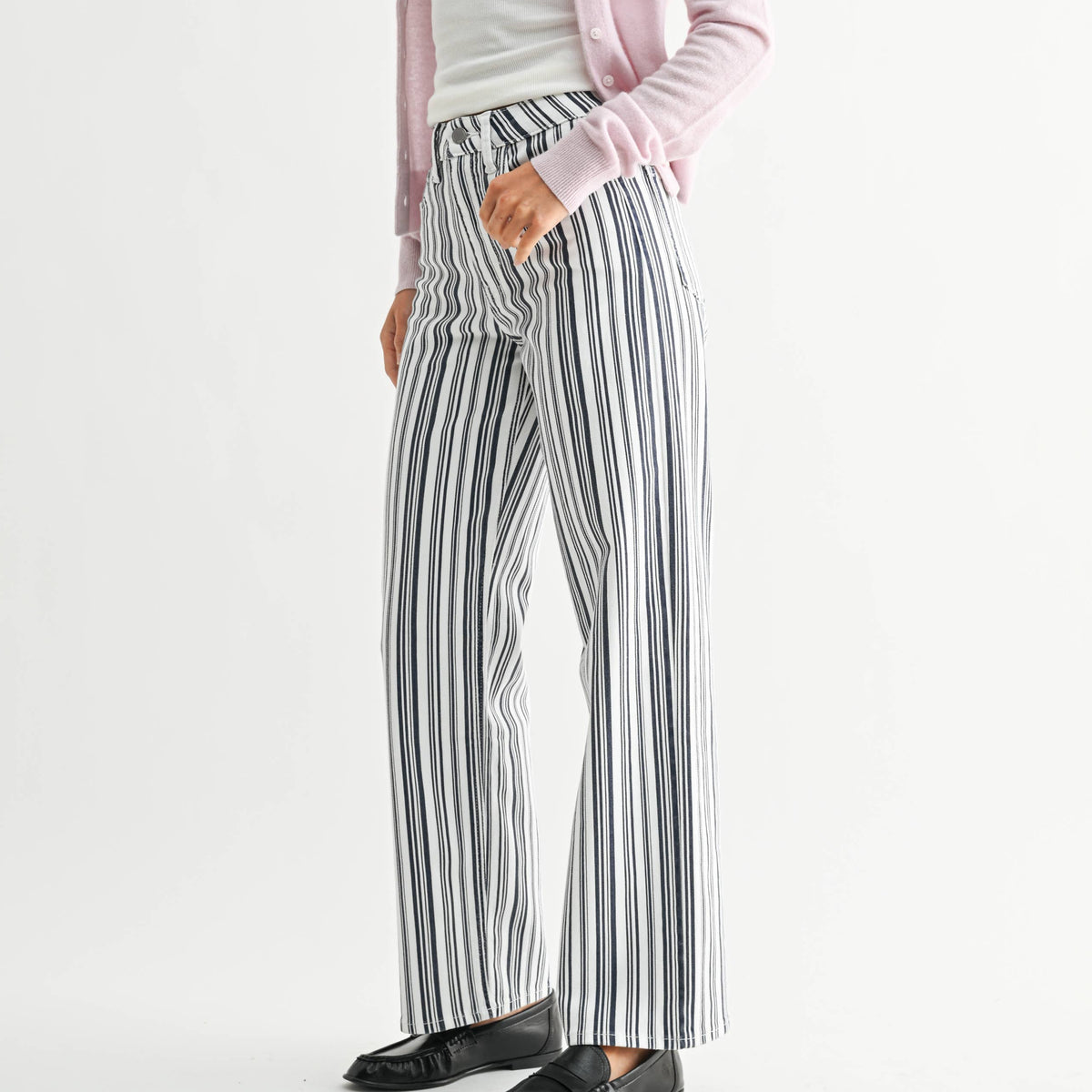 Stripe High Rise Vintage Straight Jeans