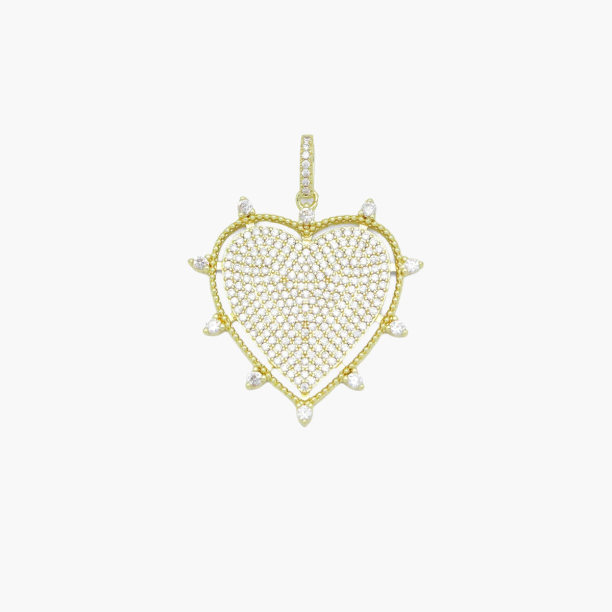 Micro Pavé Gold Spike Heart Charm